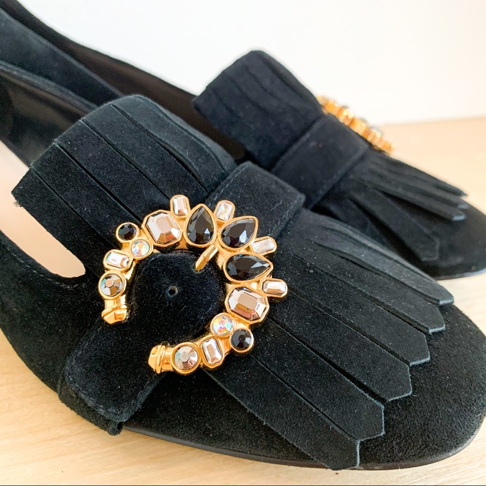 NINE WEST Black suede loafers with bling buckle! - Picture 6 of 12